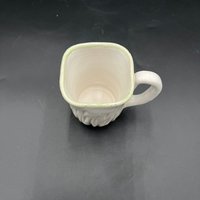 Small Carved Handmade Ceramic White Mug - great for espresso