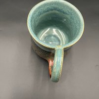 Handmade Ceramic Dragon Scale Inspired Earthy Blue and Red Mug