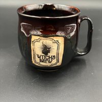 Handmade Ceramic Witch Inspired Black and Red Mug - Witch’s Brew