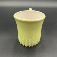 Small Carved Handmade Ceramic Saguaro Green and White Mug