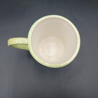 Small Carved Handmade Ceramic Saguaro Green and White Mug