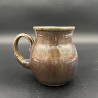 Wood fired Large Irridescent Blue-Green Mug - handmade