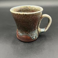 Wood fired Irridescent Blue-Green Mug - handmade