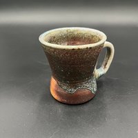 Wood fired Irridescent Blue-Green Mug - handmade