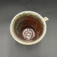 Wood fired Irridescent Blue-Green Mug - handmade