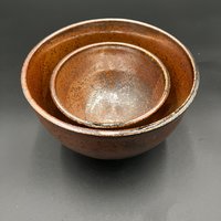 Wood fired, Hand made Ceramic Bowl Set - Earthy colors, rustic feeling