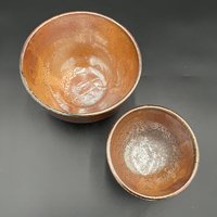 Wood fired, Hand made Ceramic Bowl Set - Earthy colors, rustic feeling