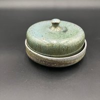 Handmade Wood fired Blue-Green Ceramic Butter Dish