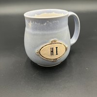 Handmade Light Blue “HI” Ceramic Mug