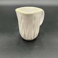 Small Carved Handmade Ceramic White Mug - great for espresso