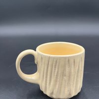 Small Carved Handmade Ceramic Yellow Mug - great for espresso