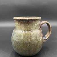 Wood fired Large Irridescent Blue-Green Mug - handmade