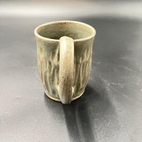 Handmade Carved Smokey Gray Ceramic Mug