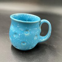 Handmade Bright Blue Polka Dot Ceramic Mug