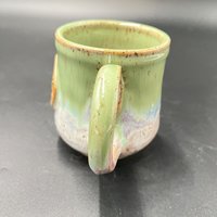 Handmade Green and White Teapot Ceramic Mug