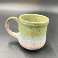 Handmade Green and White Teapot Ceramic Mug