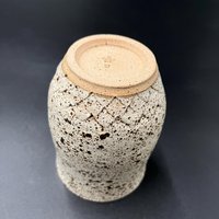 Handmade Carved Beige Speckled Ceramic Mug