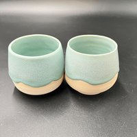 Hand-made Ice Blue Ceramic Tumbler Set