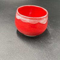 Hand-made Red and White Ceramic Christmas Tumbler