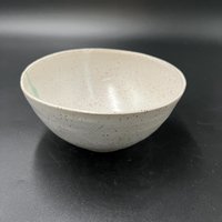 Handmade White and Green Speckled Ceramic Bowl