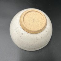 Handmade White and Green Speckled Ceramic Bowl
