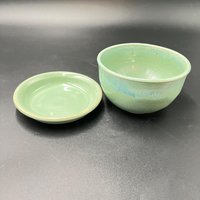 Handmade Agave Green Ceramic Bowl Set