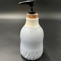 Handmade Ceramic Soft Blue Carved Soap Dispenser