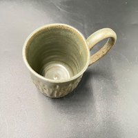 Handmade Carved Smokey Gray Ceramic Mug