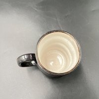Handmade Carved Glittery Black and Copper Ceramic Mug