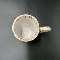 Handmade Carved Beige Speckled Ceramic Mug