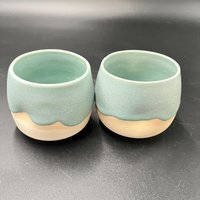 Hand-made Ice Blue Ceramic Tumbler Set