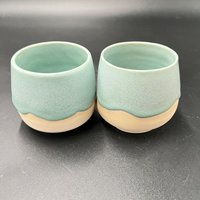 Hand-made Ice Blue Ceramic Tumbler Set