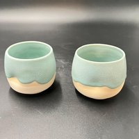 Hand-made Ice Blue Ceramic Tumbler Set