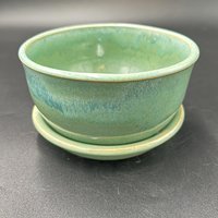 Handmade Agave Green Ceramic Bowl Set