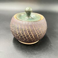 Hand-made Ceramic Crackle Lidded Jar