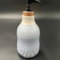Handmade Ceramic Soft Blue Carved Soap Dispenser