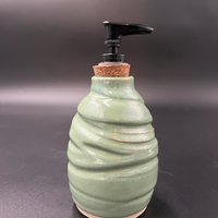 Handmade Ceramic Agave Green Carved Soap Dispenser