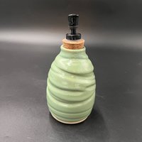 Handmade Ceramic Agave Green Carved Soap Dispenser