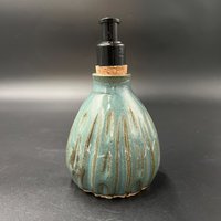 Handmade Ceramic Sea Green Carved Soap Dispenser