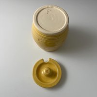 Handmade Ceramic Honey Jar - vibrant yellow with a bee design