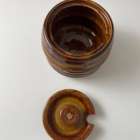 Handmade Ceramic Honey Jar - golden brown