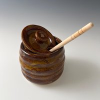 Handmade Ceramic Honey Jar - golden brown