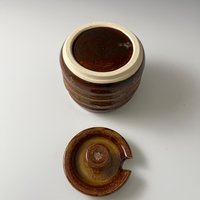 Handmade Ceramic Honey Jar - golden brown