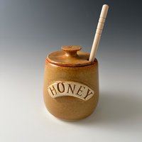 Handmade Ceramic Honey Jar - golden luster