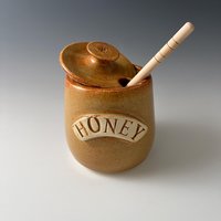 Handmade Ceramic Honey Jar - golden luster