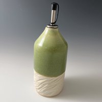 Handmade Ceramic Oil or Vinegar Dispenser - spearmint green