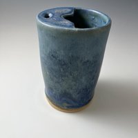 Handmade Ceramic Blue Green Matte Travel Mug