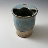 Handmade Ceramic Blue and Cream Travel Mug