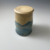 Handmade Ceramic Blue and Cream Travel Mug
