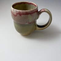 Small Handmade Ceramic Raspberry Red and Maple Sugar Glazed Mug